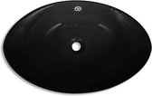 Luxe ovalen wastafel met overloop (zwart, 59 x 38,5 cm)