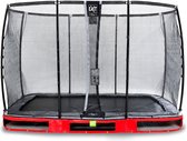 EXIT Elegant Premium inground trampoline rechthoek 214x366cm met Deluxe veiligheidsnet- rood