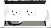 Inbouw klepunit Model Horizontal, 2x 230V en 2x USB (cat6) aluminium, incl. aansluitkabel type gst18