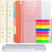 Tabbladen - Zinaps A5 Papier geruite navulling papierset, 6 gaten A5 navulbare notitie papier 90 vellen, 5 stuks gekleurde verdelers A5, 320 stuks plaknotities Kleurrijk, 2 stuks envelopzakke
