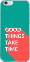 Apple iPhone 6/6S Telefoonhoesje - Transparant Siliconenhoesje - Flexibel - Met Quote - Good Things - Donkergroen