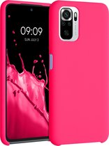 kwmobile telefoonhoesje voor Xiaomi Redmi Note 10 / Note 10S - Hoesje met siliconen coating - Smartphone case in neon roze