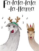 Fala-lala-llama - Kerstkaart met envelop - Dieren - Llama - Grappig - Engels - Foute kerstkaart