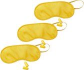 3x stuks slaapmasker geel met oordoppen - Verduisterend travel masker