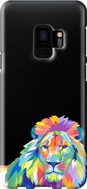 Samsung Galaxy S9 Telefoonhoesje - Premium Hardcase Hoesje - Dun en stevig plastic - Met Dierenprint - Leeuw - Blauw