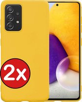 Samsung A72 Hoesje Siliconen Case Back Cover Hoes - Samsung Galaxy A72 Hoesje Cover Hoes Siliconen - Geel - 2 PACK