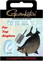 Gamakatsu Onderlijnen Competition Feeder 100cm Haak 2210R (10 pcs) - Maat : haak 12 - 0.18mm