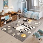 Tapiso Fiesta Vloerkleed Kinderkamer Creme Wit Oranje Wasbeer Duurzaam Interieur Duurzaam Hoogwaardig Tapijt Maat - 120x170