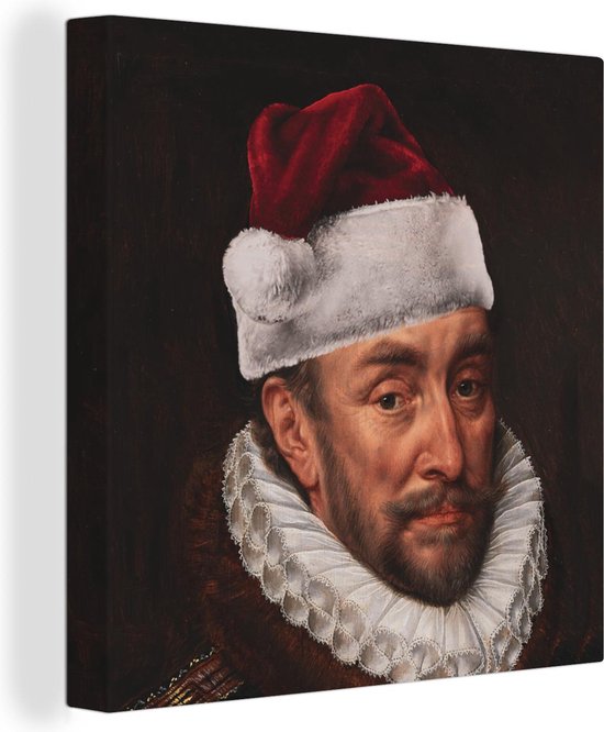 Canvas Schilderijen Willem van Oranje - Muts - Kerst - Wanddecoratie