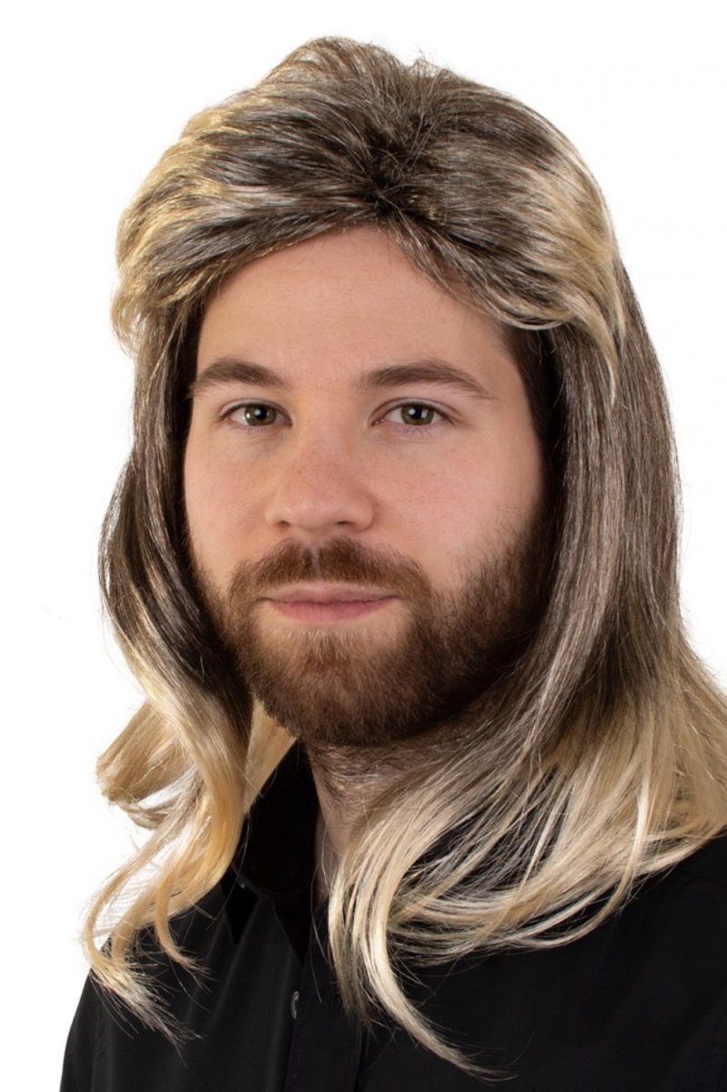 Pruik Johny blond gemeleerd