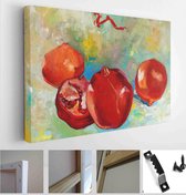 Original oil painting of tasty pomegranate fruit ( Punica granatum) on canvas.Modern Impressionism - Modern Art Canvas - Horizontal - 328579292 - 80*60 Horizontal
