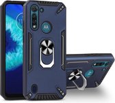 Voor Motorola Moto G8 Power Lite PC + TPU-beschermhoes met 360 graden draaibare ringhouder (koningsblauw)