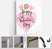 Happy Valentine's Day set cards. Handdrawn romantic lettering - Modern Art Canvas - Vertical - 1626998134 - 50*40 Vertical