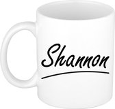 Shannon naam cadeau mok / beker sierlijke letters - Cadeau collega/ moederdag/ verjaardag of persoonlijke voornaam mok werknemers