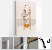 Painting Wall Pictures Home Room Decor. Modern Abstract Art Botanical Wall Art. Boho. Minimal Art Flower on Geometric Shapes Background - Modern Art Canvas - Vertical - 1955054917