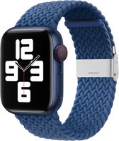By Qubix Braided nylon bandje - Blauw - Geschikt voor Apple Watch 42 - 44 - 45 - Ultra - 49mm - Compatible Apple watch bandje - smartwatch bandje