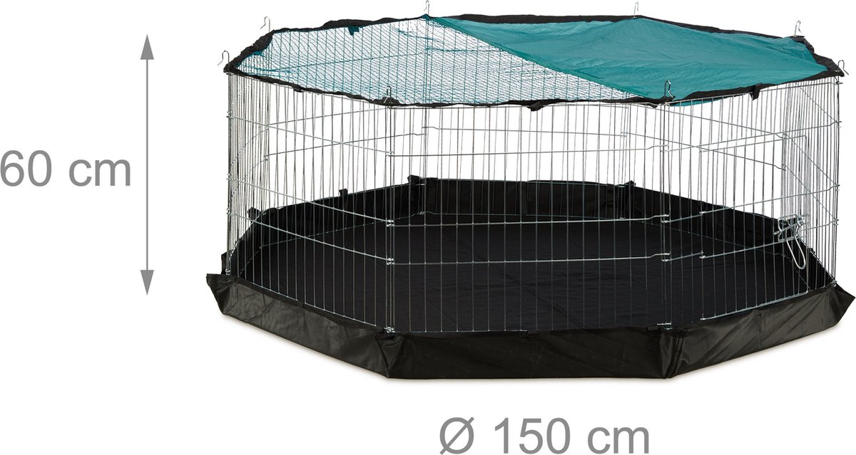 Konijnenren 8 panelen 60x150cm met net en bodem thumbnail 6