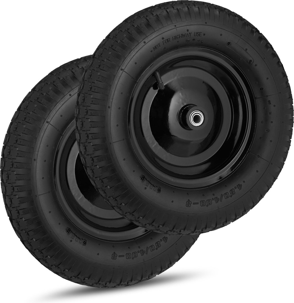 Roues De Brouette 4.00-8 Avec Air - Lot De 4, Jante Acier, Capacité 120 Kg - Pour Diable, Brouette De Jardin - Noir/bleu