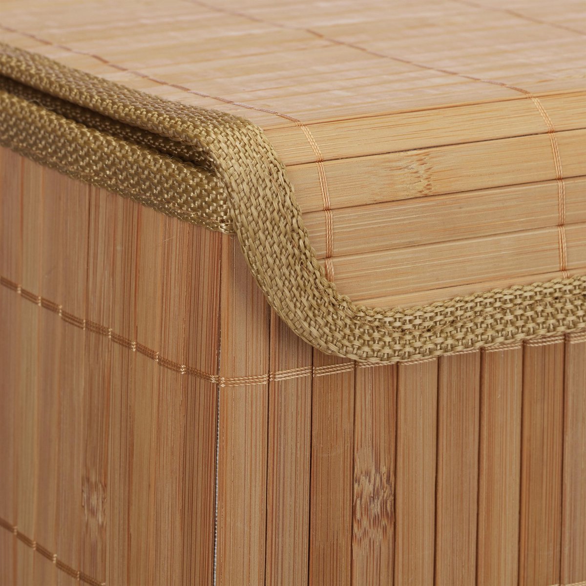 Relaxdays Boîte de rangement tissu, lot de 2, pliantes, paniers, poignée &  rebord en bambou, 22