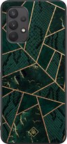 Samsung A32 4G hoesje - Abstract groen | Samsung Galaxy A32 4G case | Hardcase backcover zwart
