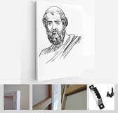 Plato (428-348 BC) portrait in line art. He was an ancient Greek philosopher, mathematician - Modern Art Canvas - Vertical - 1314675875 - 40-30 Vertical