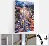 Abstract watercolor painting of traffic jam on road at night - Modern Art Canvas - Vertical - 1271328289 - 80*60 Vertical