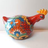 Beeld kip bol en bontgekleurd, fairtrade gemaakt in Mexico, type-02