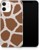 ShieldCase Freaky Giraffe geschikt voor Apple iPhone 12 Mini hoesje - bruin/wit + glazen Screen Protector
