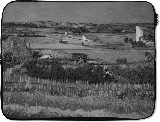 Housse ordinateur portable 17 pouces 41x32 cm - Vincent van Gogh - Housse Macbook & Laptop La Moisson en noir et blanc - Peinture de Vincent van Gogh - Housse ordinateur portable avec photo