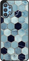 Samsung A32 5G hoesje - Blue cubes | Samsung Galaxy A32 5G case | Hardcase backcover zwart