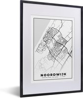 Fotolijst incl. Poster - Kaart - Noordwijk - Zwart - Wit - 30x40 cm - Posterlijst