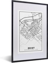 Fotolijst incl. Poster - Kaart - Zeist - Zwart - Wit - 40x60 cm - Posterlijst