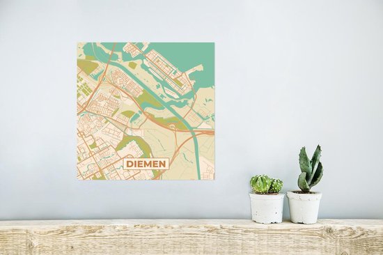 Affiche Carte - Diemen - Vintage - 30x30 cm