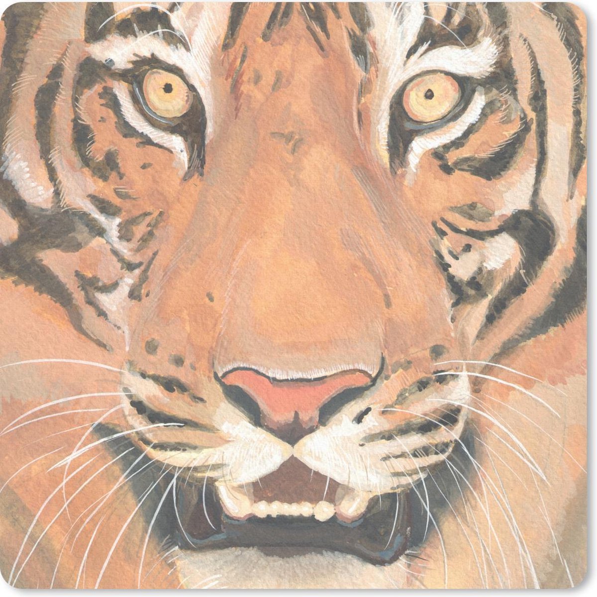 Muismat 30x30 cm - Mousepad Tijger - Kop - Oranje - Muismatten