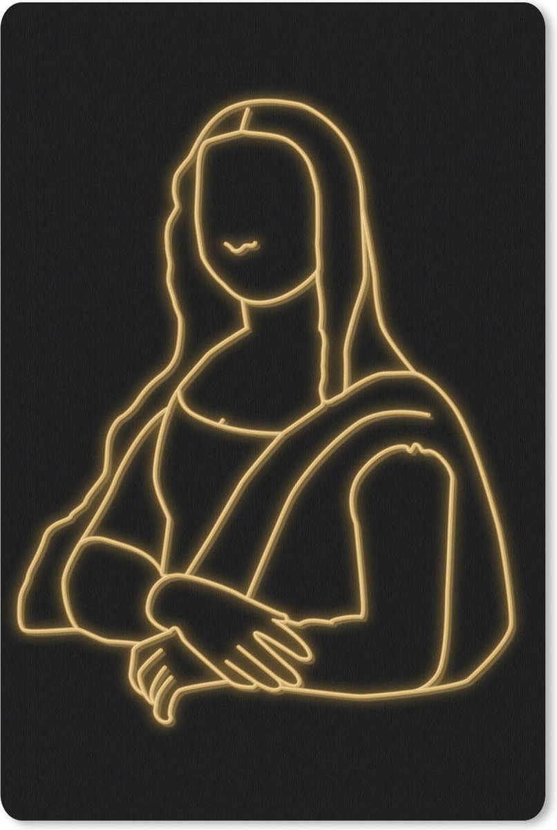Muismat - Mousepad - Mona Lisa - Leonardo da Vinci - Goud - 40x60 cm - Muismatten