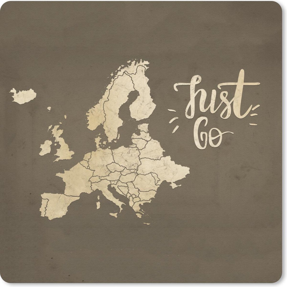 Muismat 30x30 cm - Mousepad Kaarten - Europa - Vintage - Quotes - Muismatten