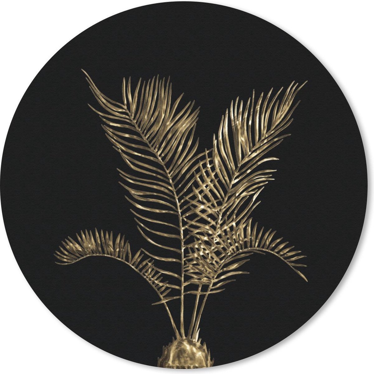 Muismat rond 30x30 cm - Mousepad Goud - Planten - Blad - Ronde muismatten