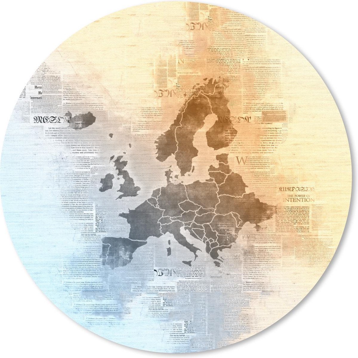 Muismat rond 20x20 cm - Mousepad Kaarten - Europa - Waterverf - Krant - Ronde muismatten