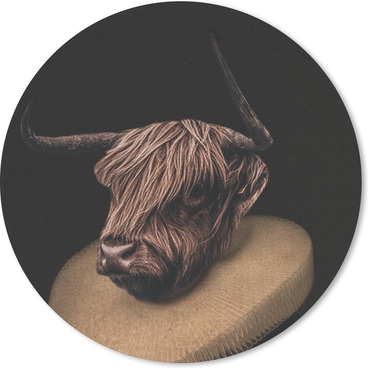Muismat rond 20x20 cm - Mousepad Schotse hooglander - Kleding - Kunst - Ronde muismatten