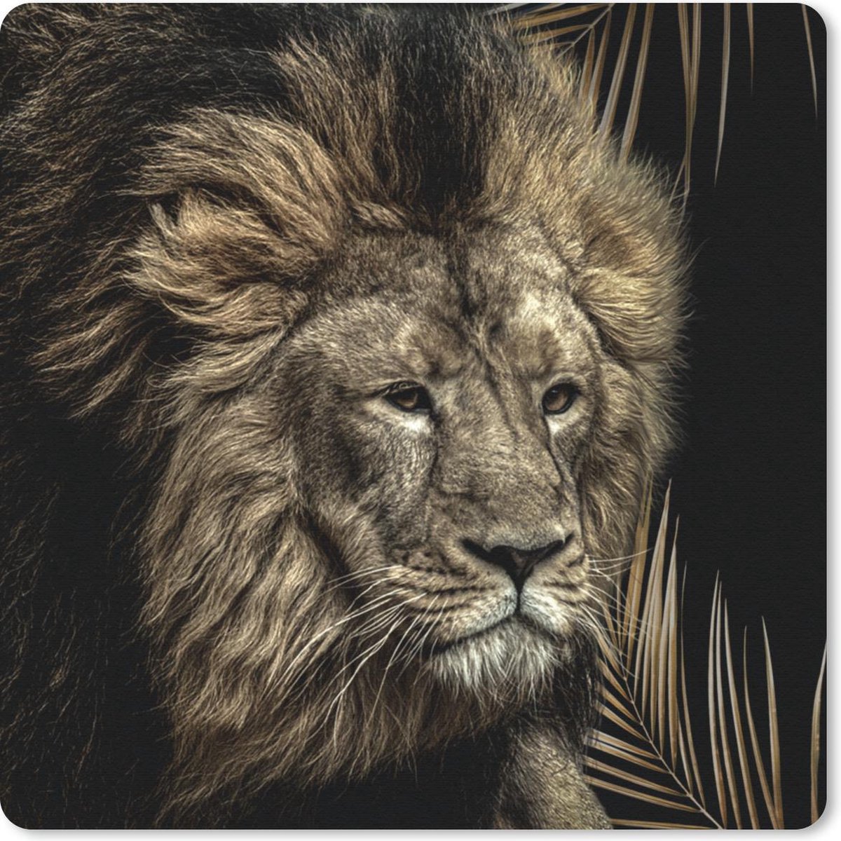 Muismat 20x20 cm - Mousepad Leeuw - Varen - Goud - Muismatten