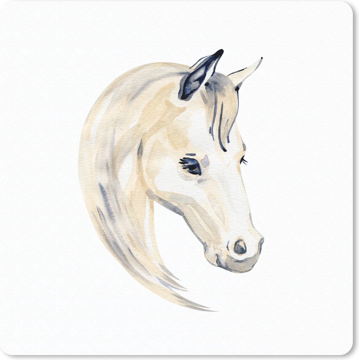 Muismat 20x20 cm - Mousepad Paard - Waterverf - Oog - Meisjes - Kinderen - Meiden - Muismatten