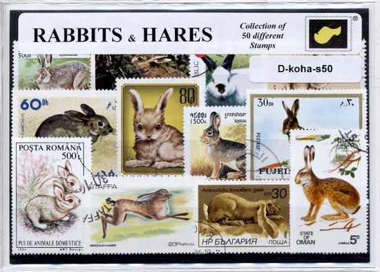 Afbeelding van het spel Konijnen en Hazen – Luxe postzegel pakket (A6 formaat) : collectie van 50 verschillende postzegels van konijnen en hazen – kan als ansichtkaart in een A6 envelop - authentiek cadeau - kado - geschenk - kaart  - haas - konijn - dieren - huisdier