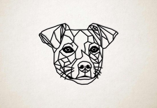 Line Art - Hond - Jack Russel - S - 45x58cm - Zwart - geometrische wanddecoratie