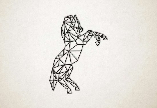 Line Art - Paard 6 - M - 82x60cm - Zwart - geometrische wanddecoratie