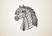 Line Art - Paard 7 - XS - 28x25cm - Zwart - geometrische wanddecoratie