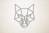 Line Art - Wolf 8 - S - 54x45cm - EssenhoutWit - geometrische wanddecoratie