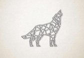Line Art - Wolf 5 - S - 45x52cm - EssenhoutWit - geometrische wanddecoratie