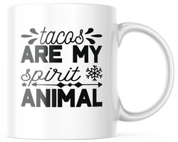 Grappige Taco Mok, Tacos Are My Spirit Animal Koffiebeker, Cadeau voor Taco Liefhebber, Mexicaans Eten Cadeau, Sarcastische Mok 330ml