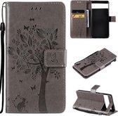 Voor Google Pixel 6 Boom & Kat Reliëfpatroon Horizontale Flip Leather Case met Houder & Kaartsleuven & Portemonnee & Lanyard (Grijs)