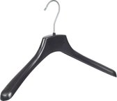 De Kledinghanger Gigant - 10 x Mantel / kostuumhanger kunststof zwart met schouderverbreding, 38 cm